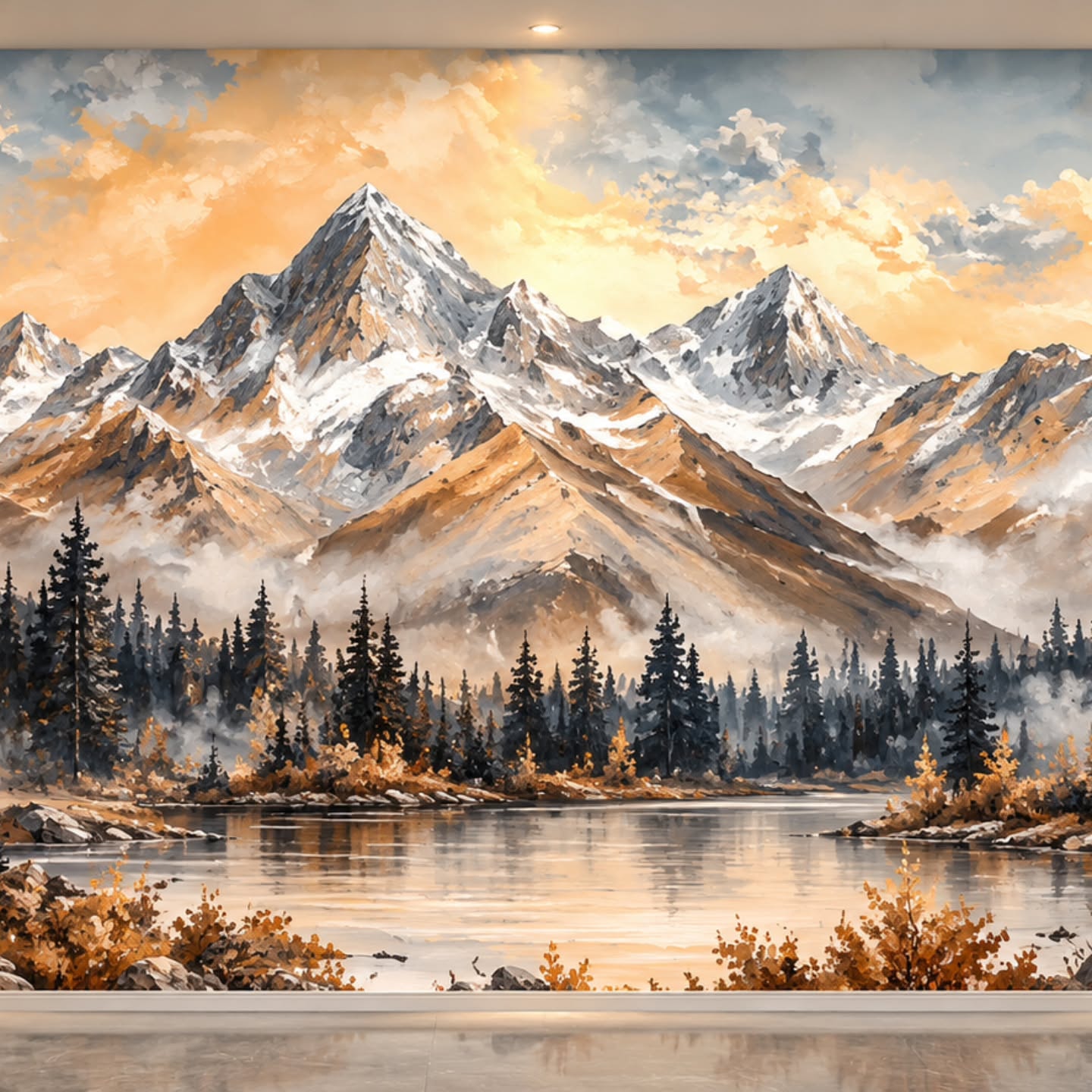 Doğanın Huzuru 3D duvar posteri, düz tasarım görünümü