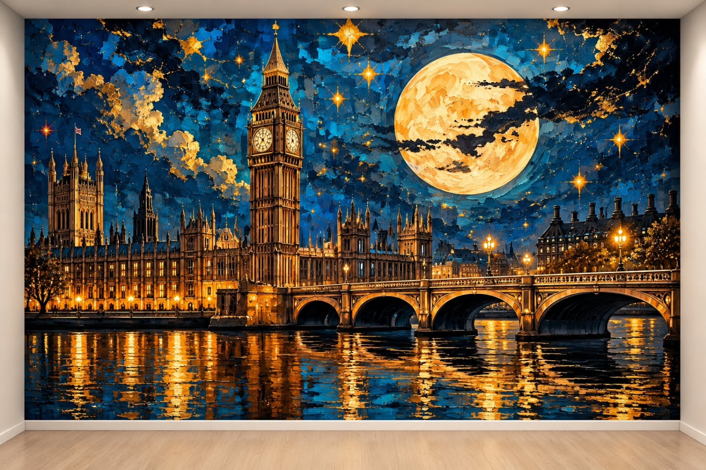 Londra'nın Büyüsü 3D duvar posteri, düz tasarım görünümü